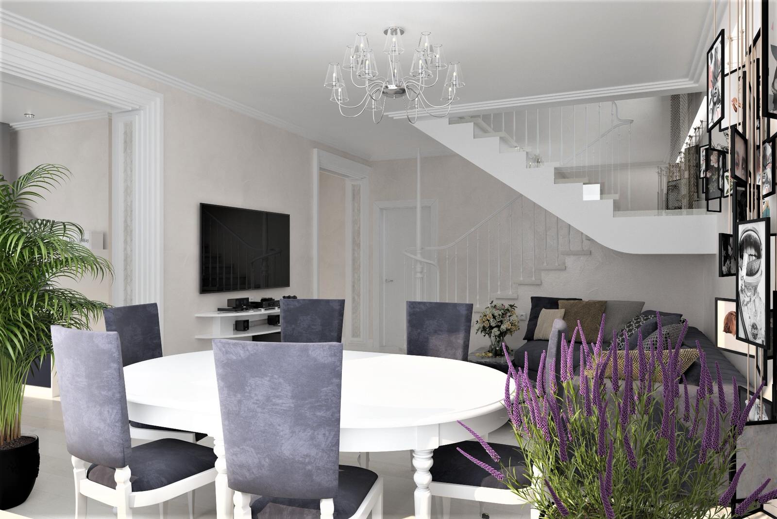 Дизайн интерьера частного дома первого этажа.