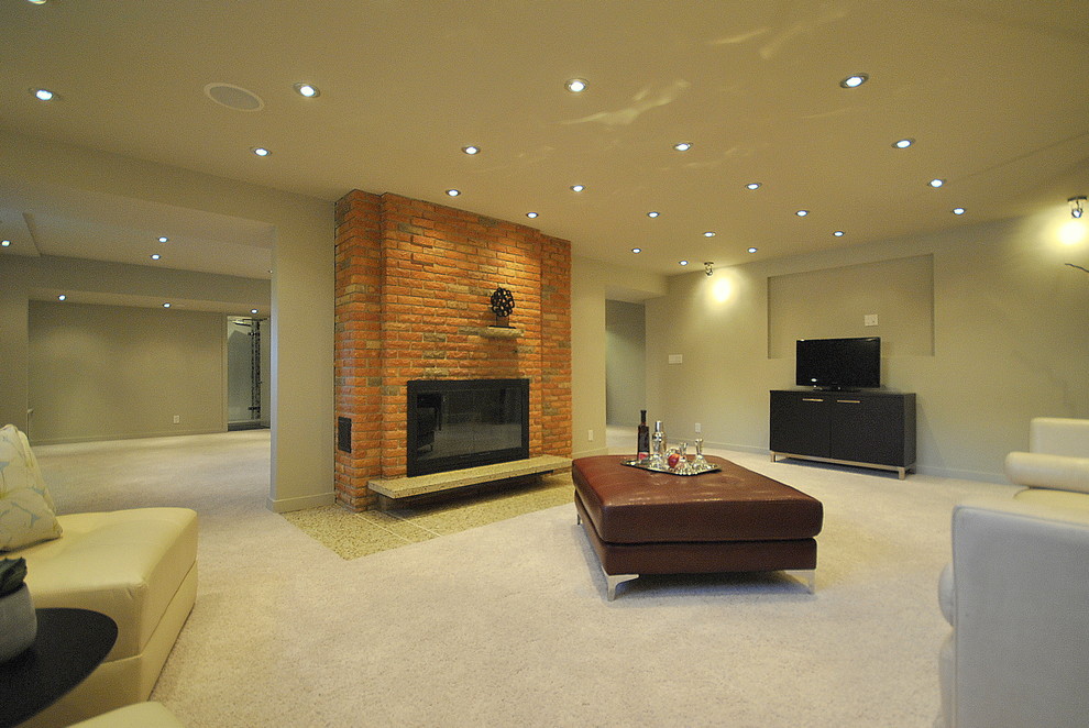 Inspiration for a contemporary family room in Edmonton.