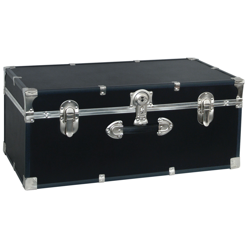 Seward 30" Footlocker Trunk, Black Traditional Decorative Trunks