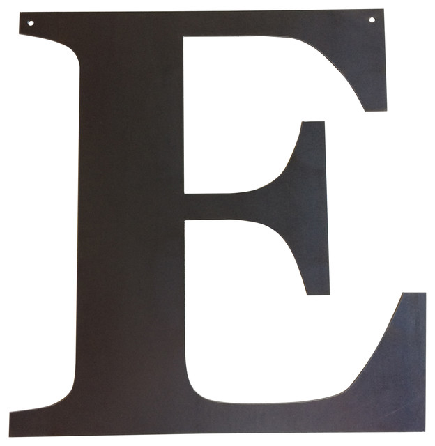 Rustic Large Letter E Contemporary Wall Letters By Precision Cut Custom Metal Design Houzz - Large Black Metal Letters For Wall