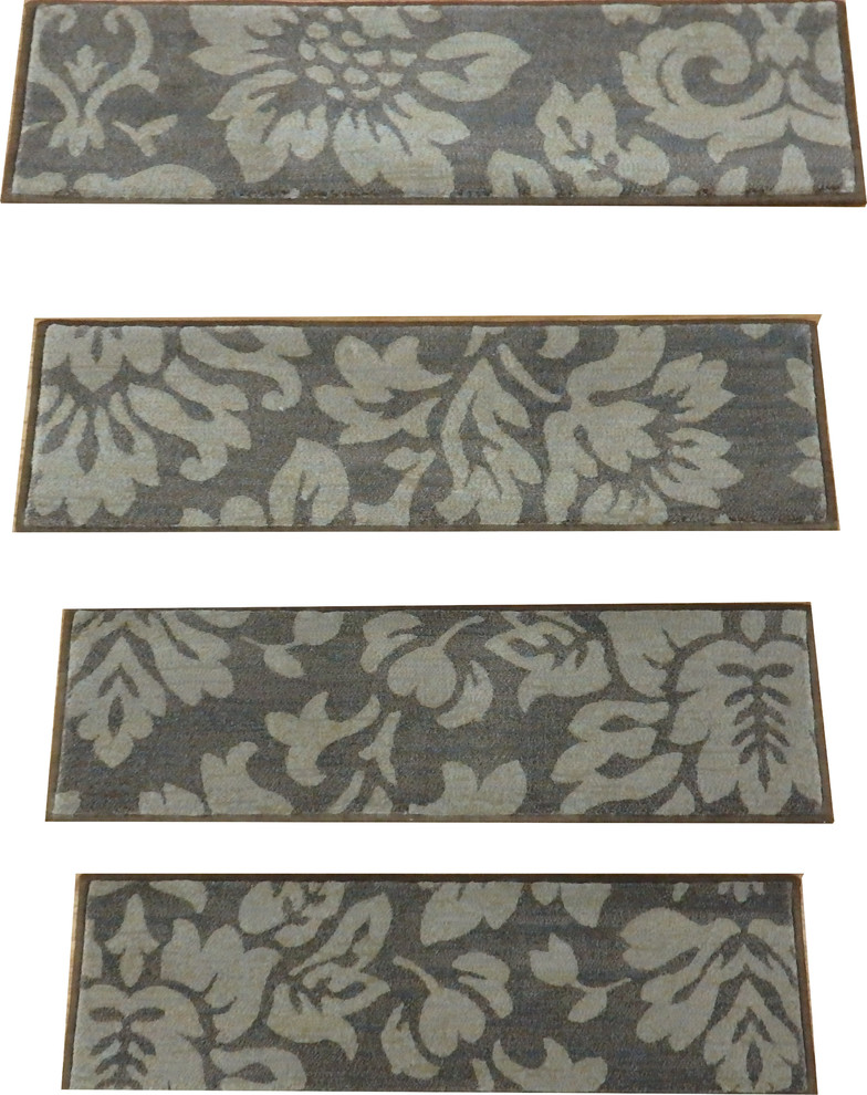 Brown Stair Treads Set Of 14 Pcs 31in X 9in With Non Slip Pads Contemporary Stair Tread Rugs By The Rug Depot Inc