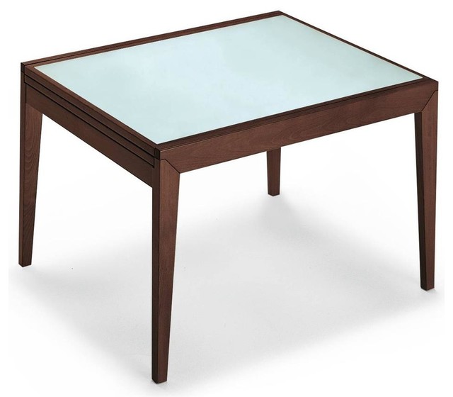 Bon Ton Gl Wood Extending Table Frosted Contemporary Bon Ton Gl Wood Extending Table Frosted