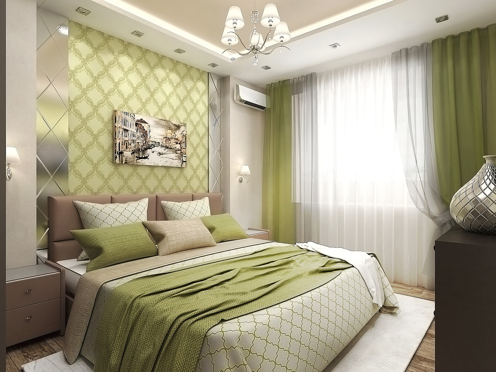 Спальня в салатовом цвете
