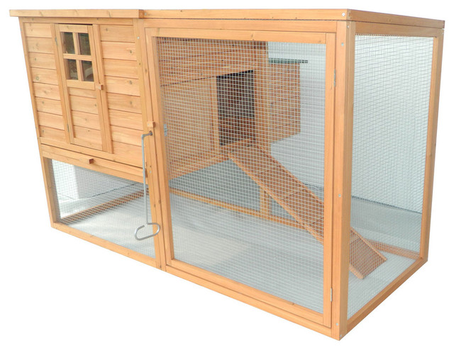 Pawhut Chicken Coop With Outdoor Run Nesting Box