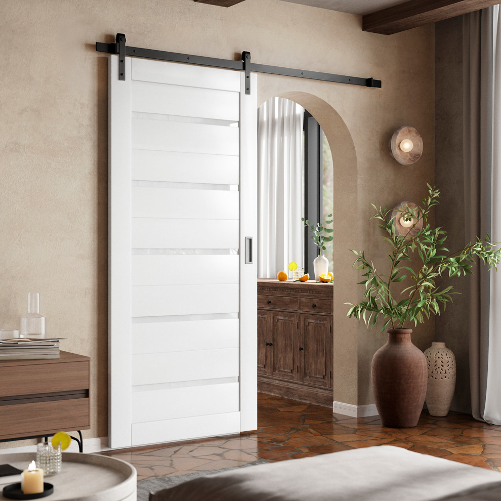 Barn Door Tampa White Glazed Light 24x80, 28x80 Transitional