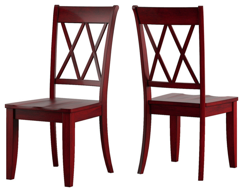 Arbor Hill X Back Wood Dining Chair, Set of 2, Berry Red