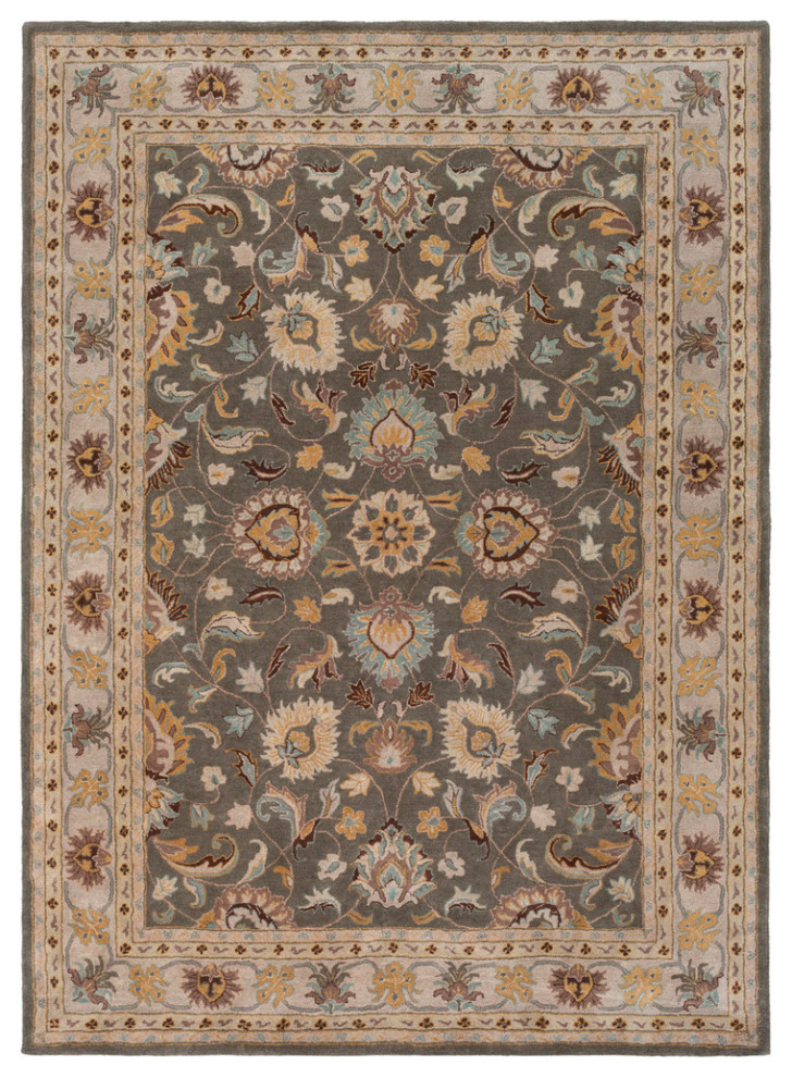 Caesar Area Rug, 8x11, Charcoal/Khaki/Bright Yellow/Light Gray/Taupe