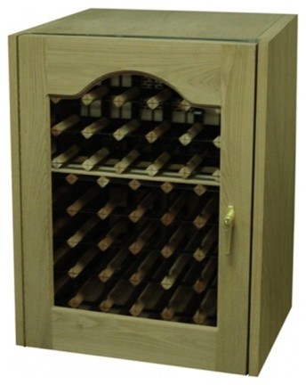 VINO-114PROV-BW Provincial Single Door Oak Wine Cooler with Glass Window  Black