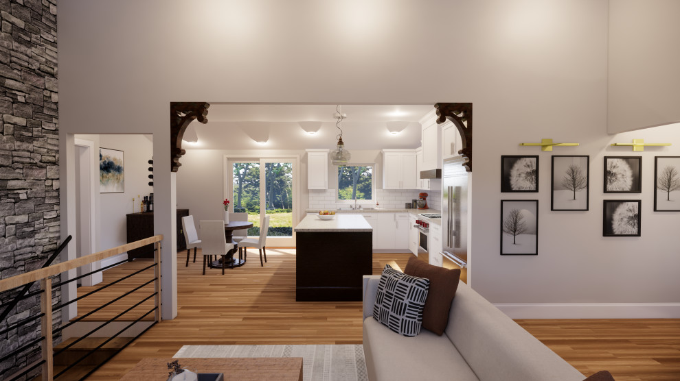 Example of a transitional kitchen design in New York