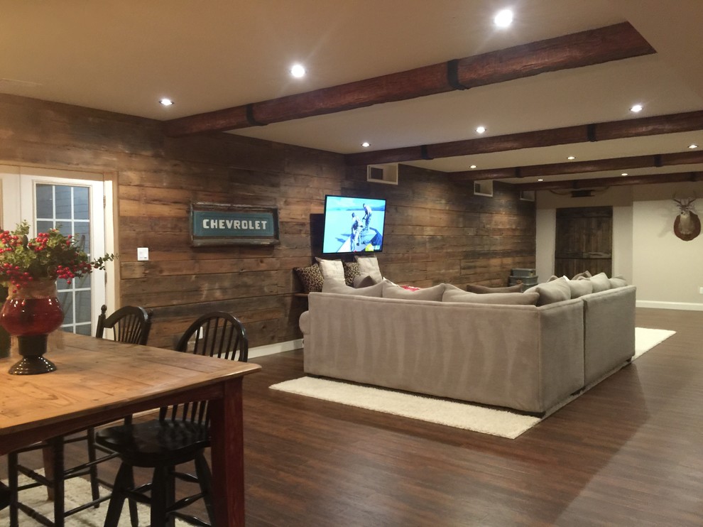 Basement Reclaimed Lumber Accent Wall Farmhouse Basement Other