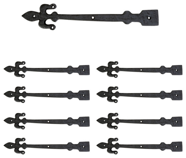 Decorative Door Strap Dummy Hinge 12" Fleur De Lis Antique Rustic Pack