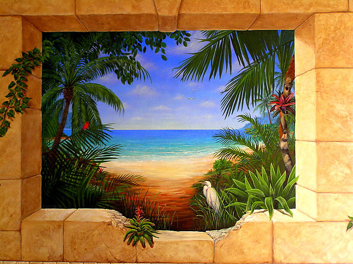Inspiration for a tropical home design remodel in Houston