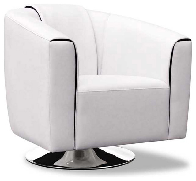 Maxine White Leatherette Swivel Lounge Chair