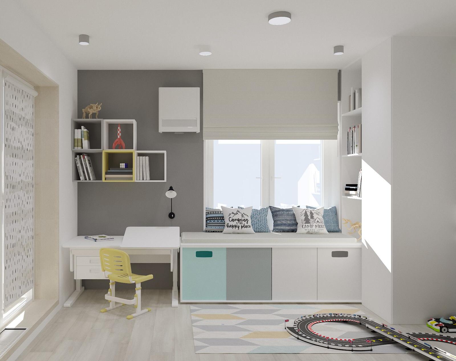 Светлый интерьер для семьи из 3-х человек