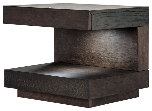 Modrest Esso Modern Brown Oak Nightstand Transitional Nightstands And Bedside Tables By Vig Furniture Inc