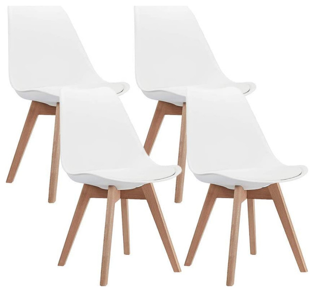 Modern Soft Padded Shell Dining Chair with Wood Legs for Kitchen, Set