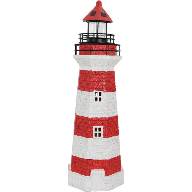 Sunnydaze Patio Solar Striped Led Lighthouse 36 Inch Tall Colors