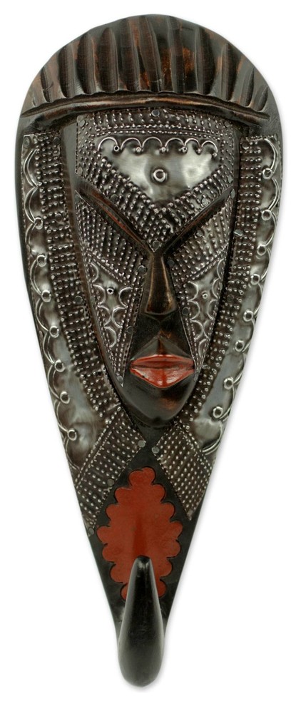 Face of Strength African Wood Mask and Coat Hook