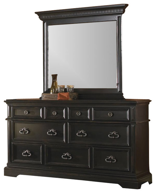 Pulaski Brookfield Dresser and Mirror Set in Ebony