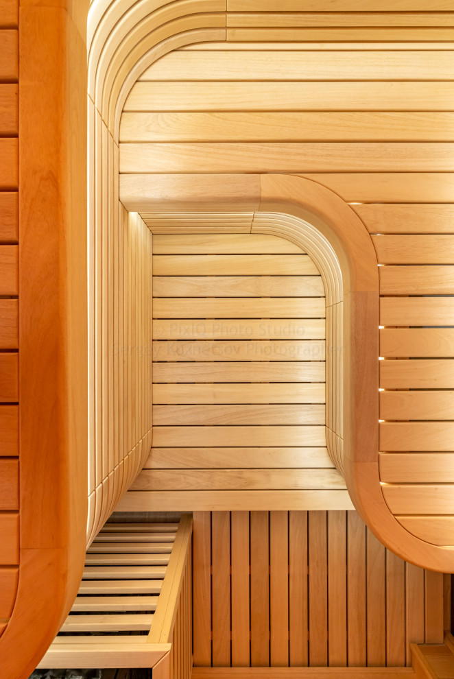 Сауна с ониксом и электропечью HARVIA