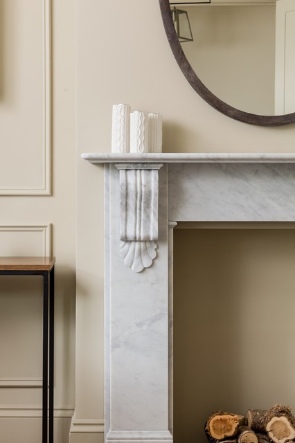 Marble fireplace scandinavian-living-room