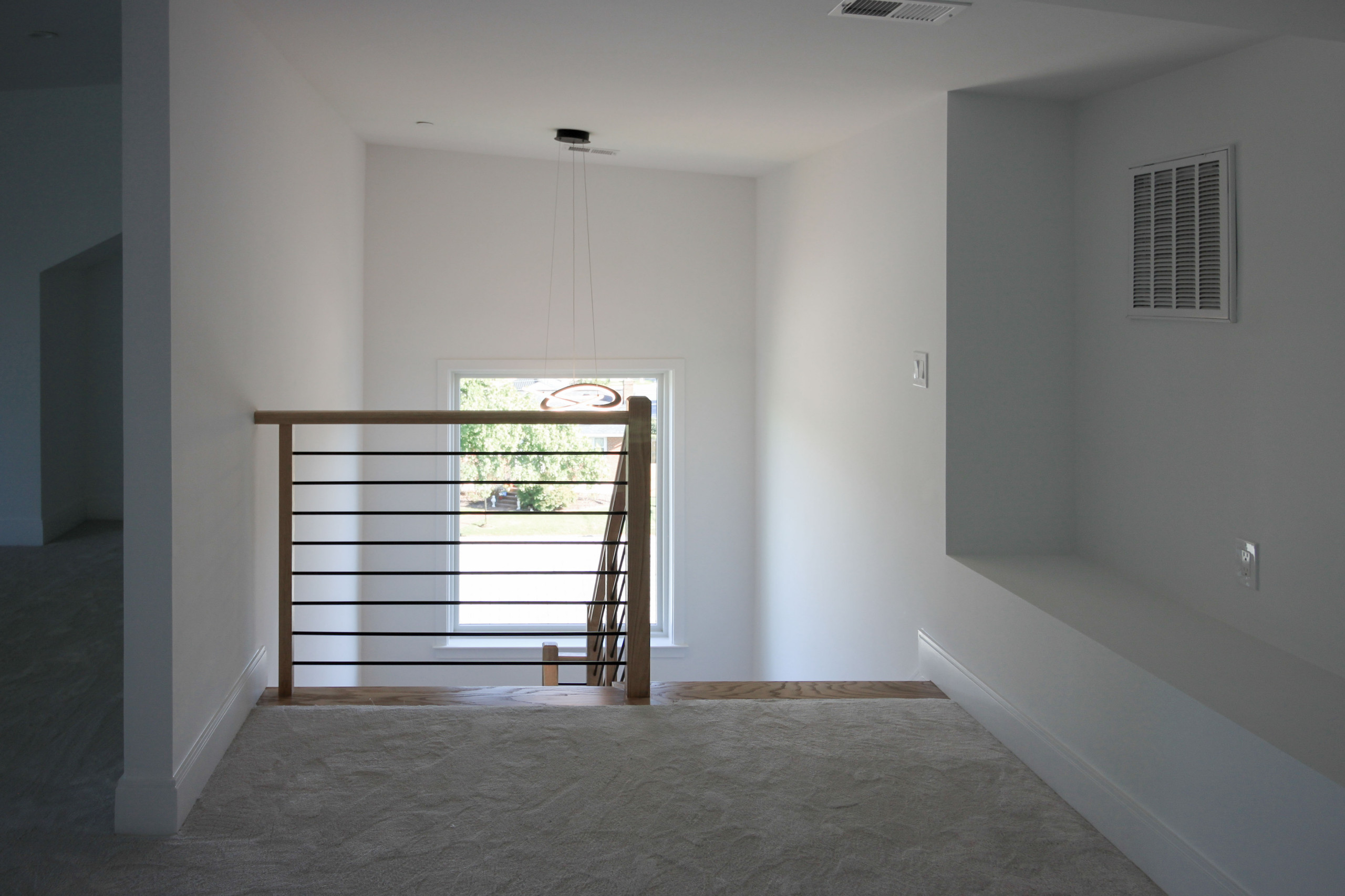 94_Neutral Color Floating Staircase with Metal Balusters, Bethesda MD 20817