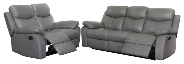 Quartz 2pc Leather Reclining Sofa Set Contemporary Living Room Furniture Sets By Us Tamex Houzz Quartz 2pc Leather Reclining Sofa Set, Gray Leather Reclining Sofa Set