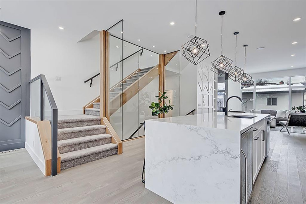 Inspiration for a transitional home design remodel in Calgary