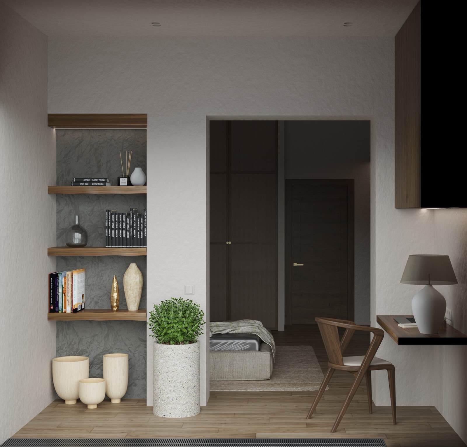 Проект квартиры в Москве, стиль ваби-саби