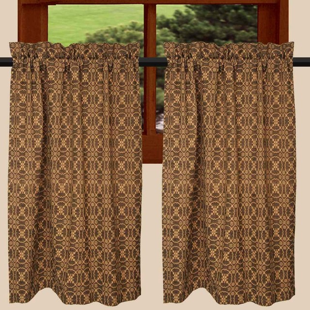 Marshfield Jacquard 36 Inch Curtain Tiers Red Or Black