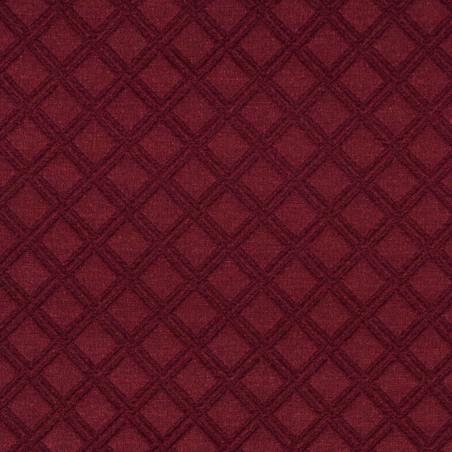 Burgundy Stitched Diamond Woven Matelasse Upholstery Grade Fabric By