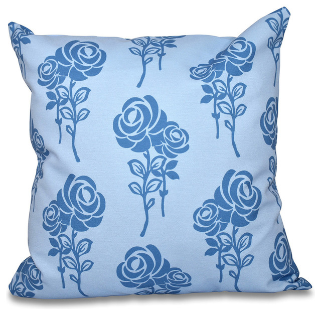 Carmen, Floral Outdoor Pillow, 18"X18" Contemporary Outdoor