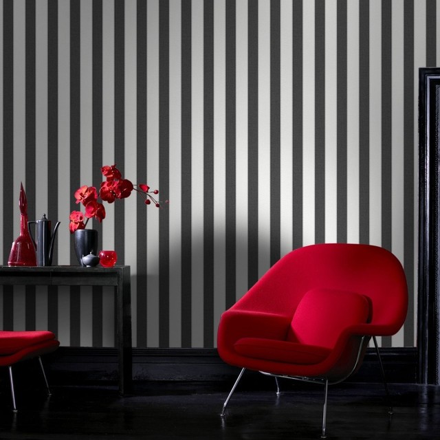Ticking Stripe Wallpaper Contemporary Wallpaper by Graham & Brown