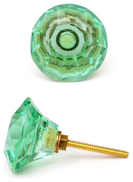 Glass Knobs Light Green Set Of 3 Contemporary Cabinet And