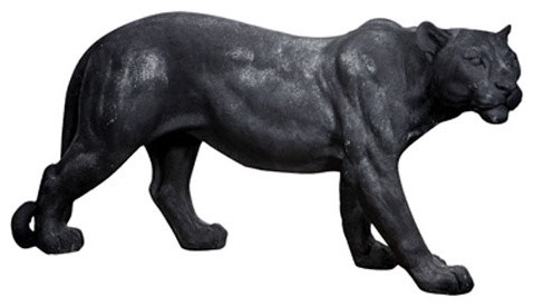Black Panther Leopard Statue 35"x10"x16" - Contemporary 