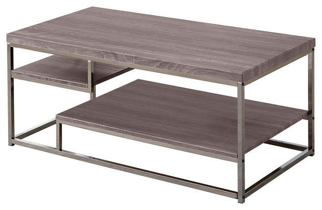 Coaster 2 Shelf Coffee Table In Weathered Gray And Black Nickel Contemporary Coffee Tables By Gwg Outlet