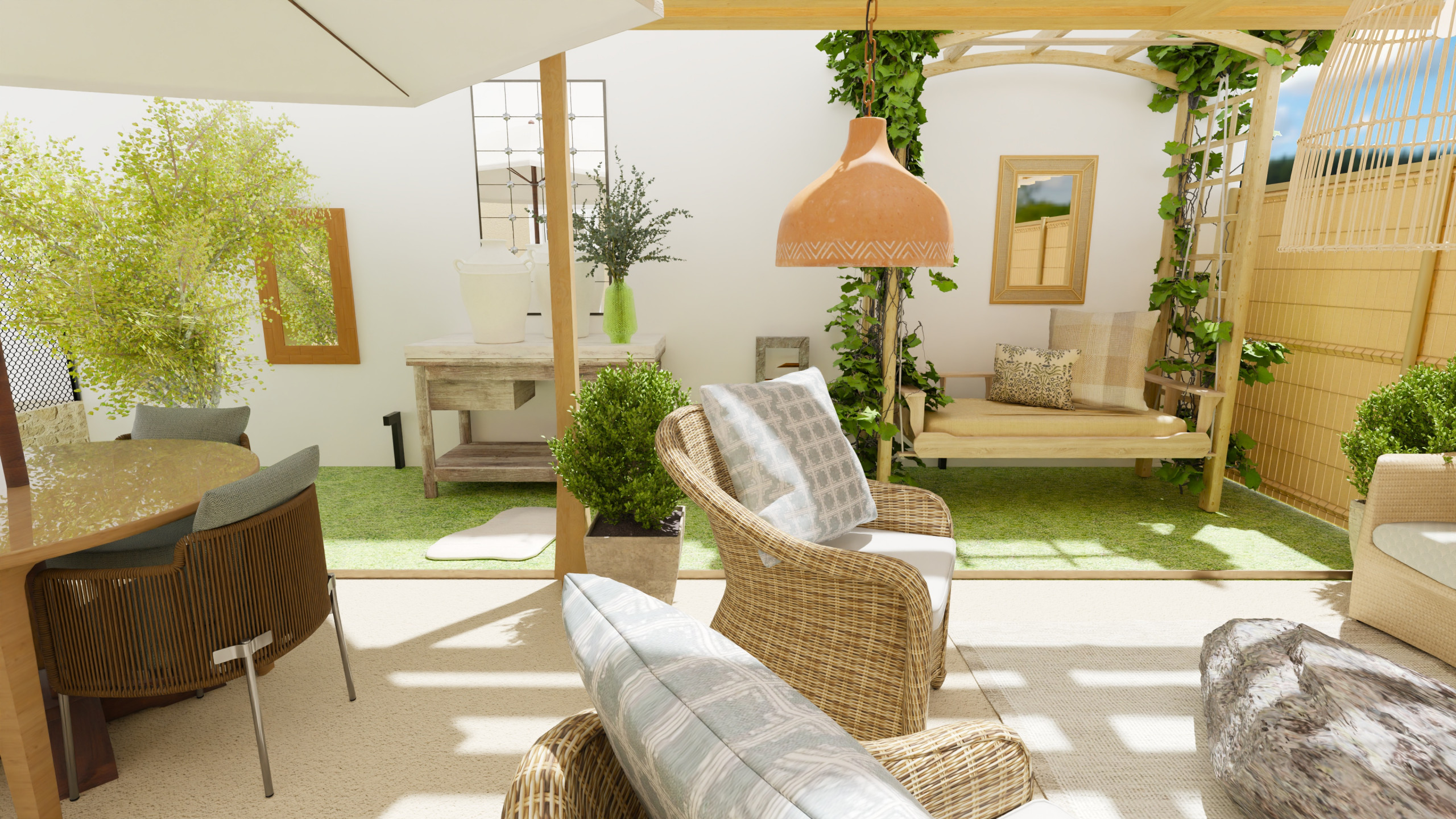 Aménagement et décoration d’une terrasse en Puisaye (Yonne)