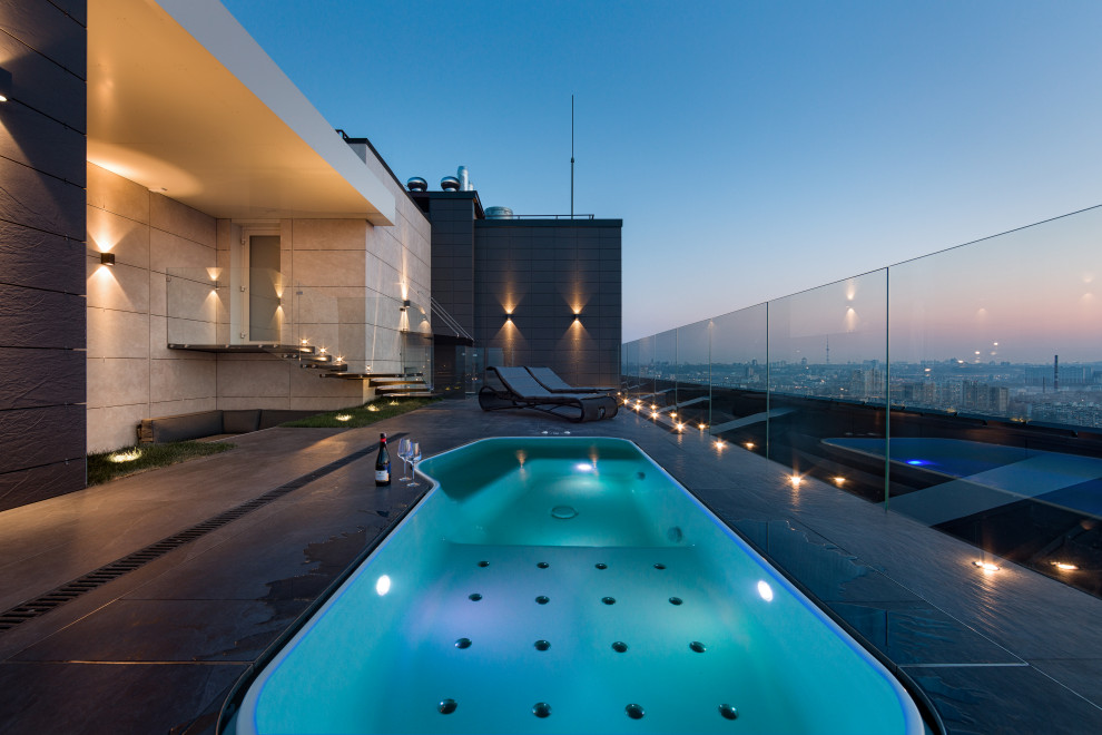 Stylish monochromatic white penthouse