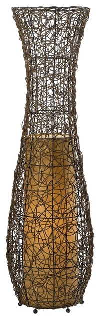 Asian Rattan Scribble Vase 40&quot; High Floor Lamp