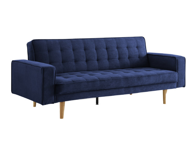 Sealy Tilbury Sofa Convertible Sydney Dark Blue Natural Wood Legs