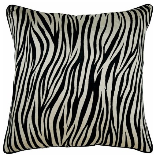 Black Throw Pillow Cover Animal Printed Velvet Velvet Zebra