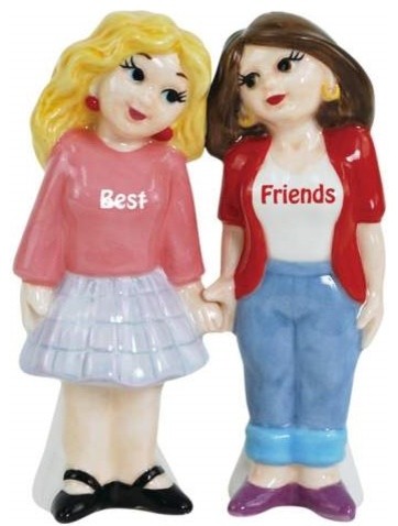 4 Inch Best Friends Blonde and Brunette Female Salt and Pepper Shakers