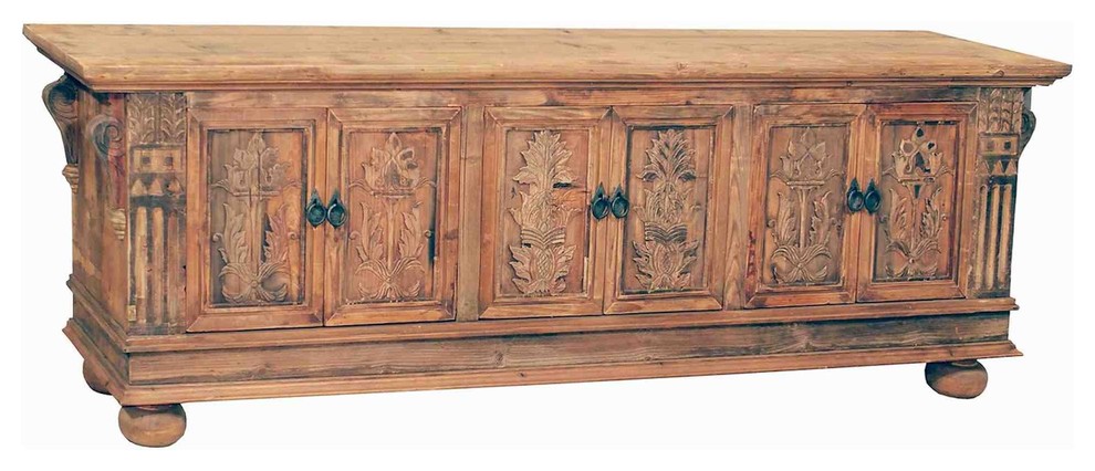 Indonesian Sideboard with Hand Carved Door panels