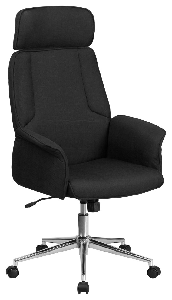 Fabric Upholstered Office Chair With Lumbar Support and Headrest