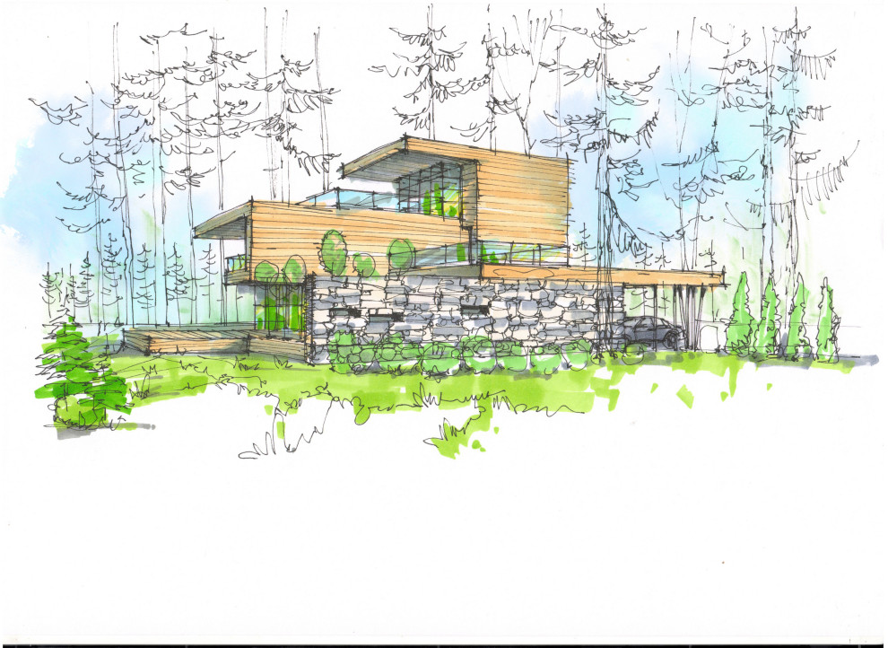 Фор-эскиз современного дома на берегу Лемболовского озера