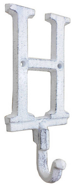 Whitewashed Cast Iron Letter H Alphabet Wall Hook 6'' - Farmhouse ...