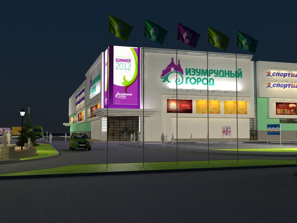 Разработка мест размещения рекламоносителей на фасаде ТЦ Изумрудный город