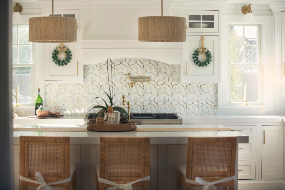 Example of a transitional kitchen design in New York