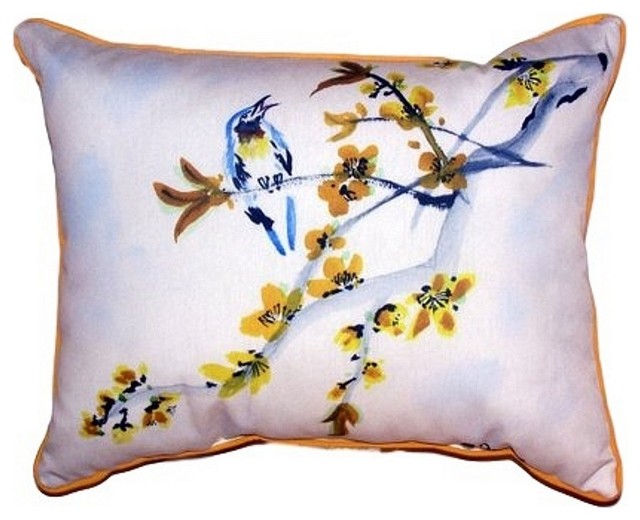 Bird And Forsythia Indoor Outdoor Pillow 20 X24 Contemporary