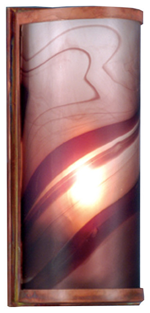 Meyda Lighting 70872 5.5"W Cylinder Chambord Swirl Fused Glass Wall Sconce